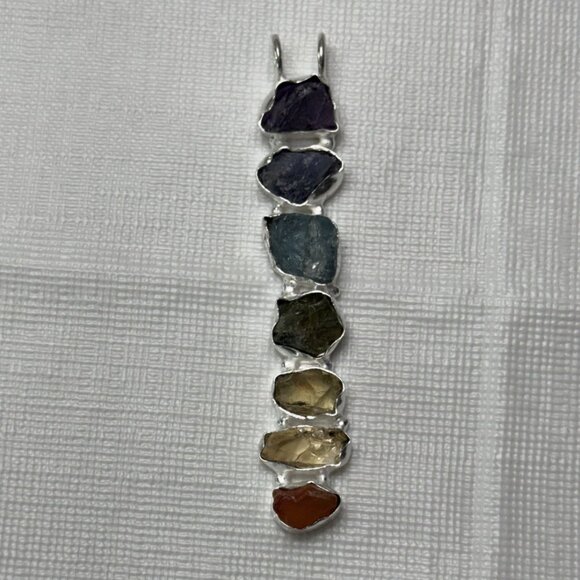 Handmade 7 Chakras "Healing" Pendant with 18" 925 Silver Chain - Picture 1 of 9
